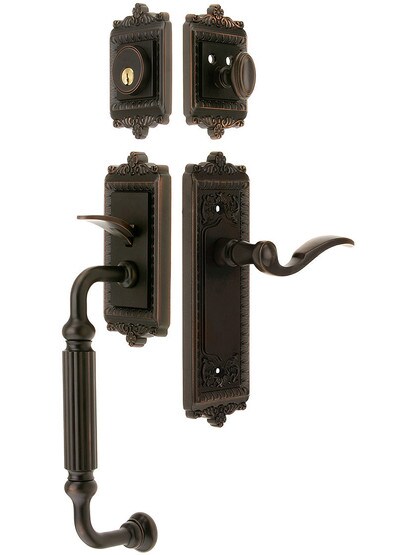 Windsor Entry Lock Set in Oil-Rubbed Bronze Finish with Left-Handed Bellagio Lever and
